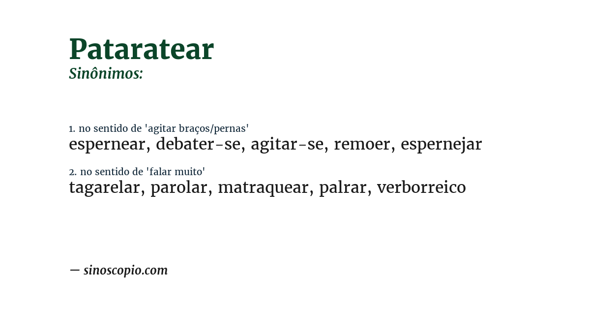 Sinônimo de pataratear