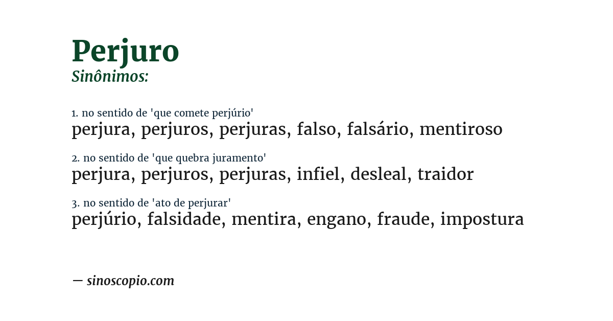 Sinônimo de perjuro