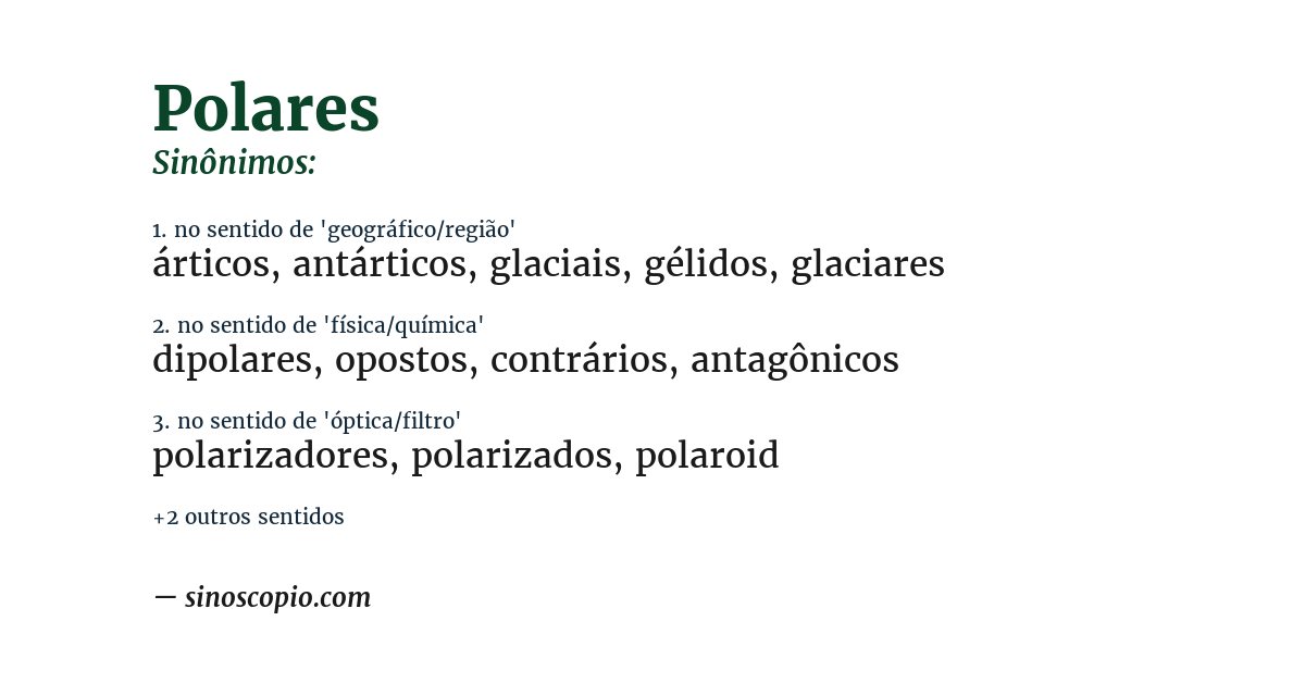 Sinônimo de polares
