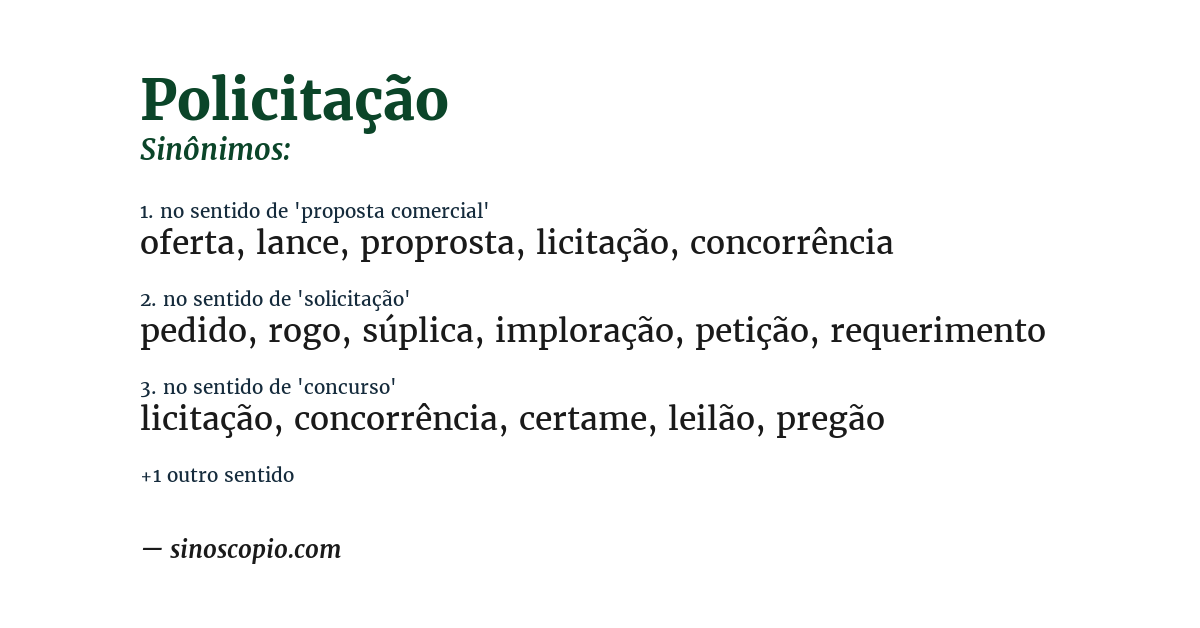 Sinônimo de policitação