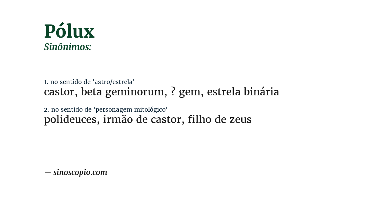 Sinônimo de pólux