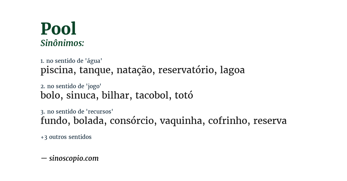 Sinônimo de pool