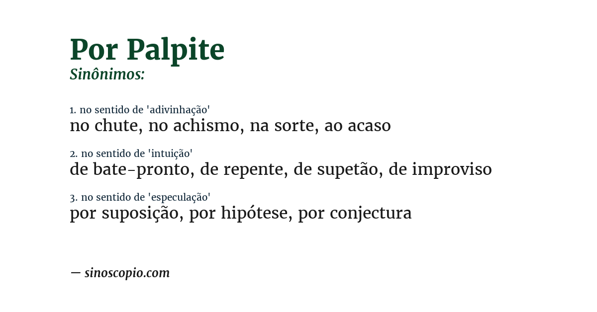Sinônimo de por palpite