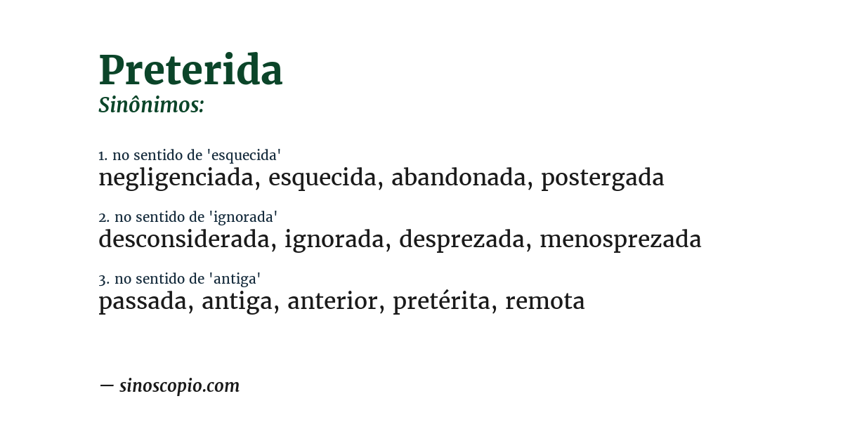Sinônimo de preterida