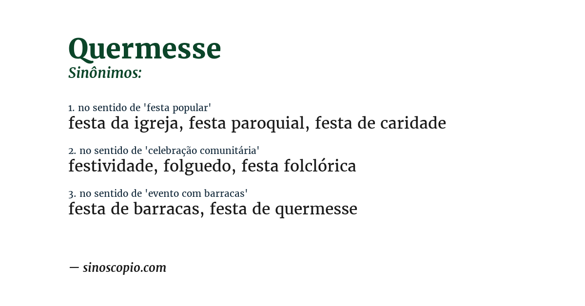 Sinônimo de quermesse