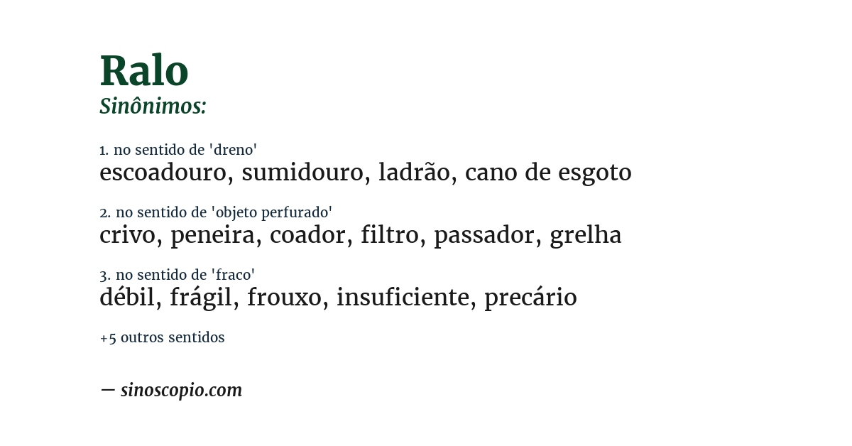 Sinônimo de ralo