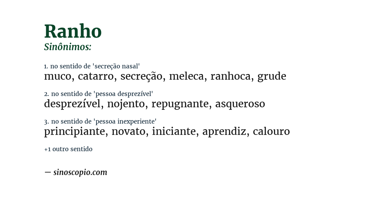 Sinônimo de ranho