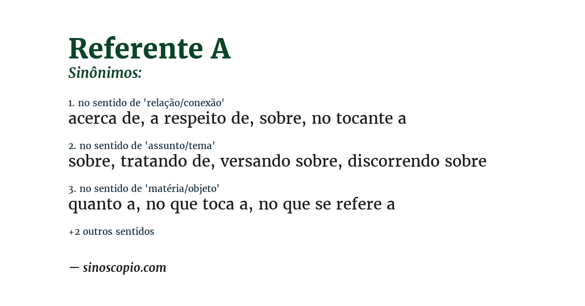 Sinônimo de referente a