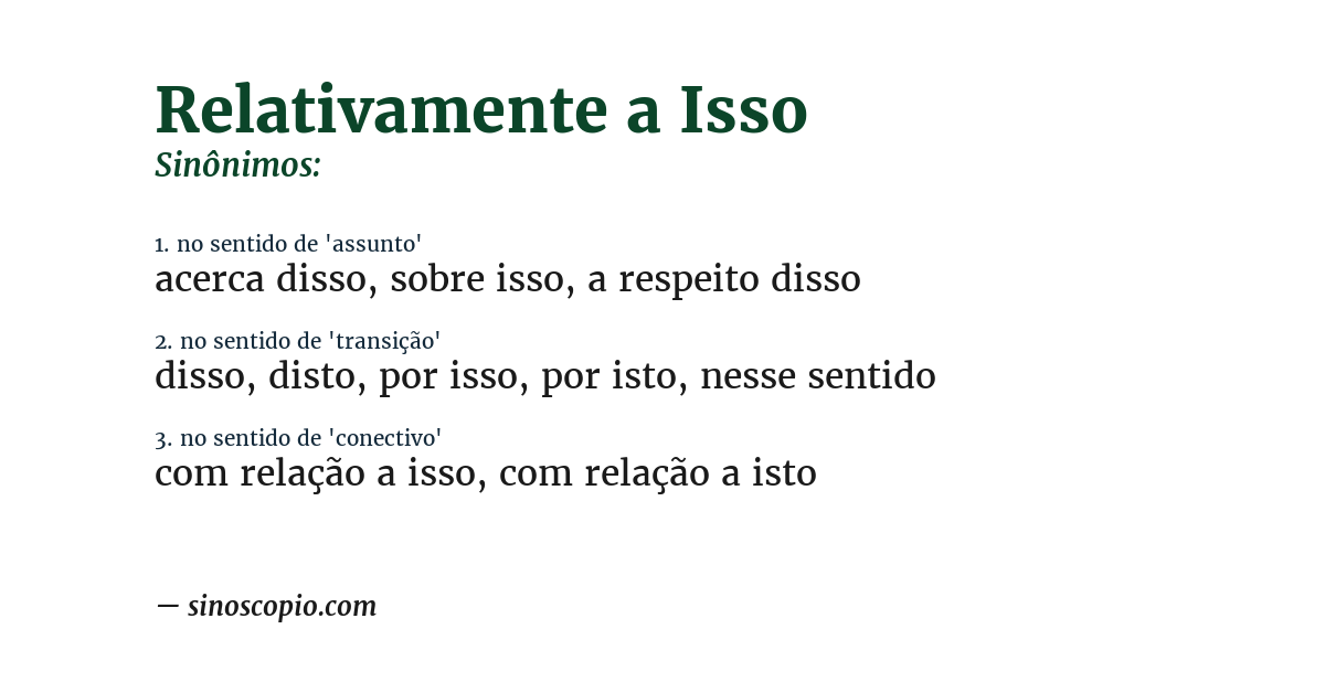 Sinônimo de relativamente a isso