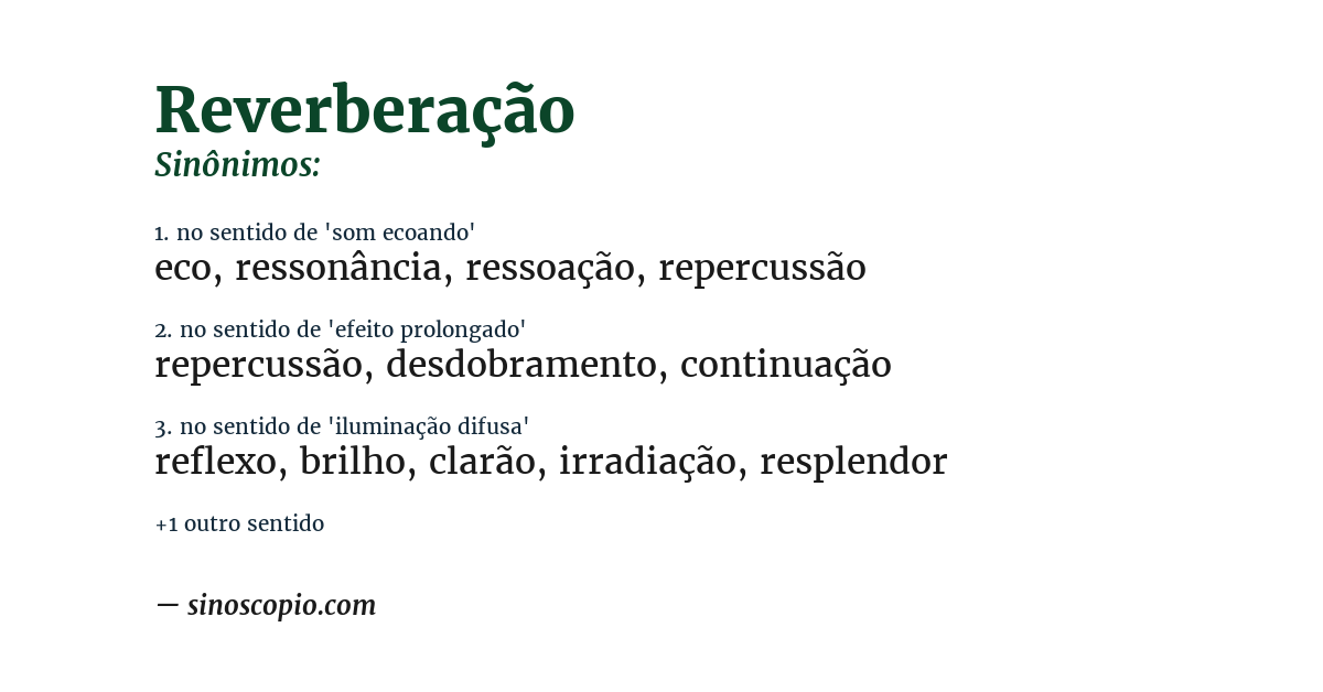Sinônimo de reverberação
