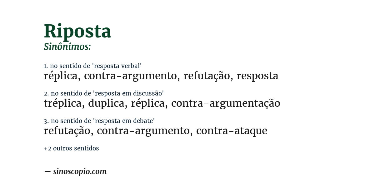 Sinônimo de riposta