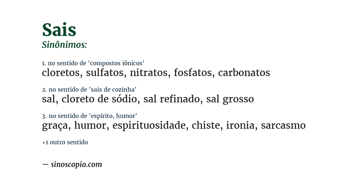 Sinônimo de sais