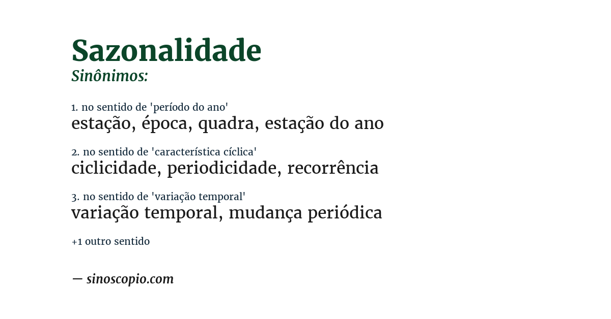 Sinônimo de sazonalidade