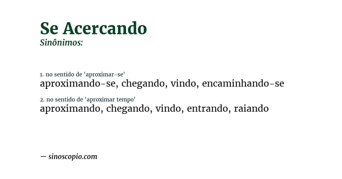 Sinônimo de se acercando
