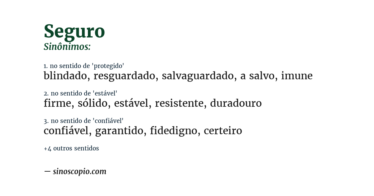 Sinônimo de seguro
