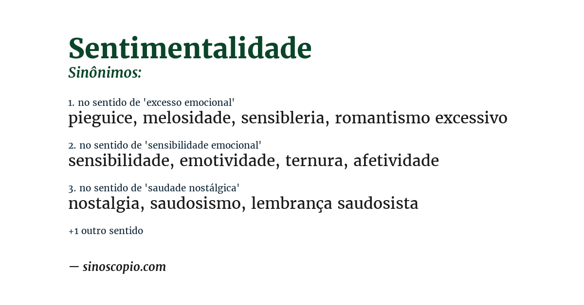 Sinônimo de sentimentalidade