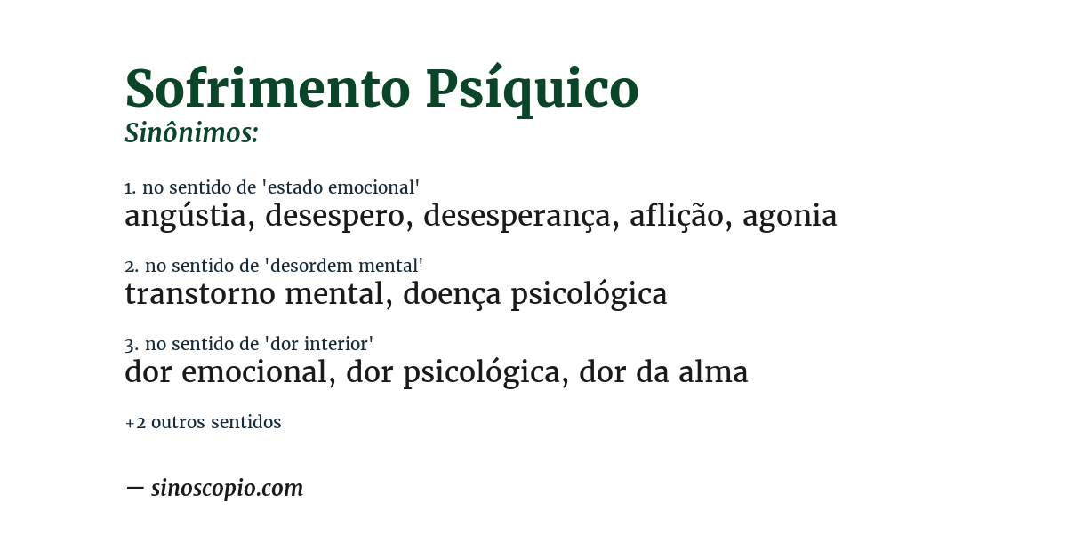 Sinônimo de sofrimento psíquico