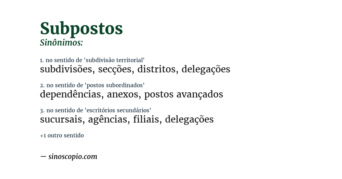 Sinônimo de subpostos