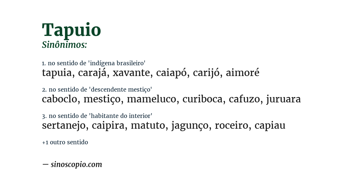 Sinônimo de tapuio