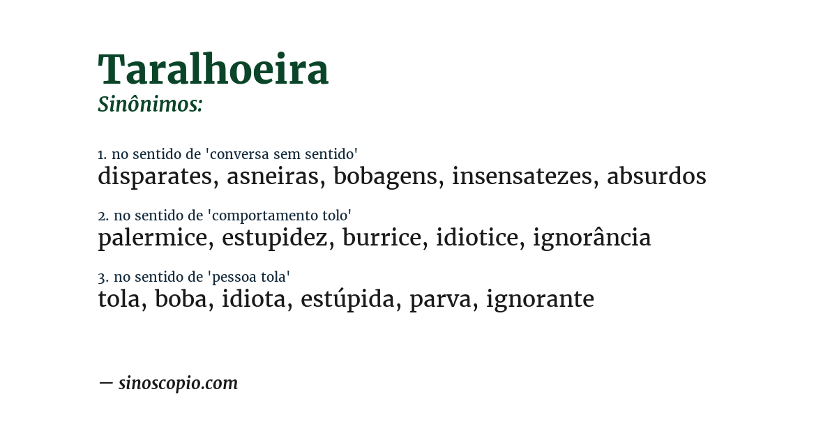 Sinônimo de taralhoeira