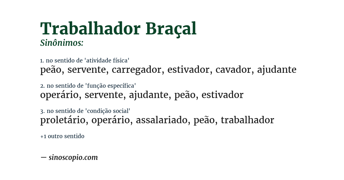 Sinônimo de trabalhador braçal