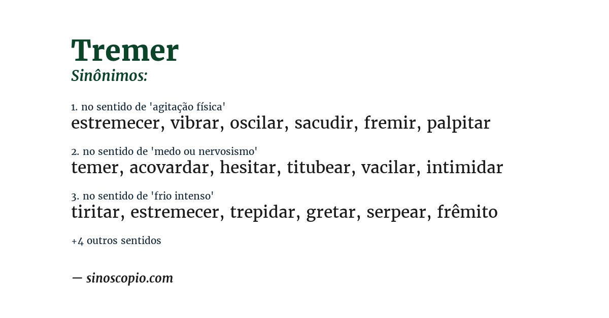 Sinônimo de tremer