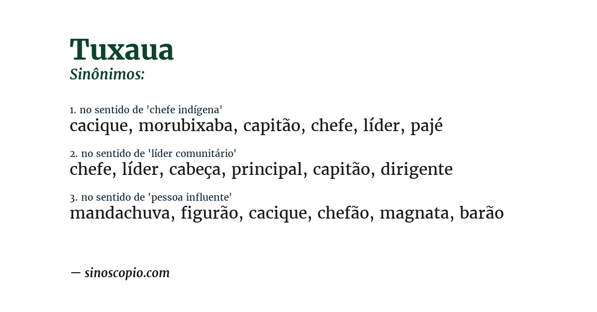 Sinônimo de tuxaua