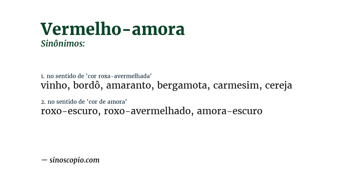 Sinônimo de vermelho-amora