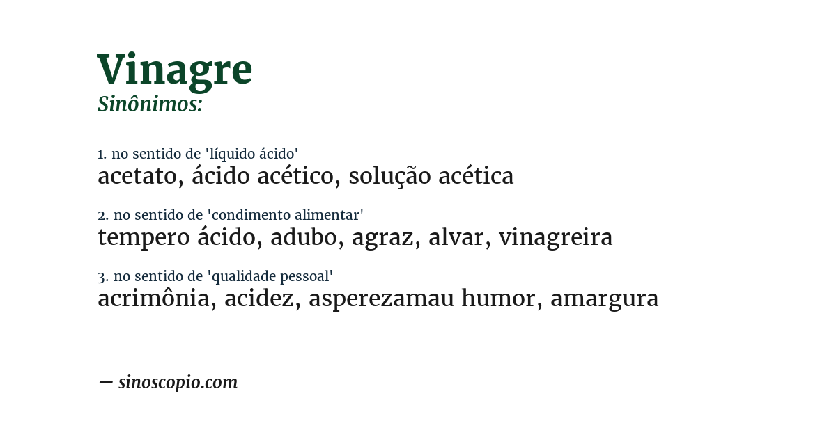 Sinônimo de vinagre