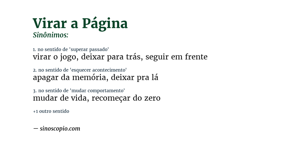 Sinônimo de virar a página