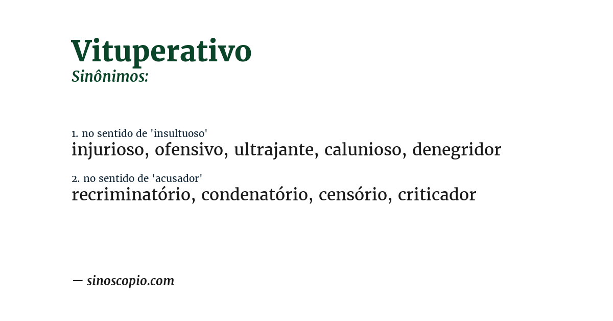 Sinônimo de vituperativo