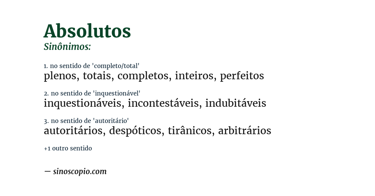 Sinônimo de absolutos