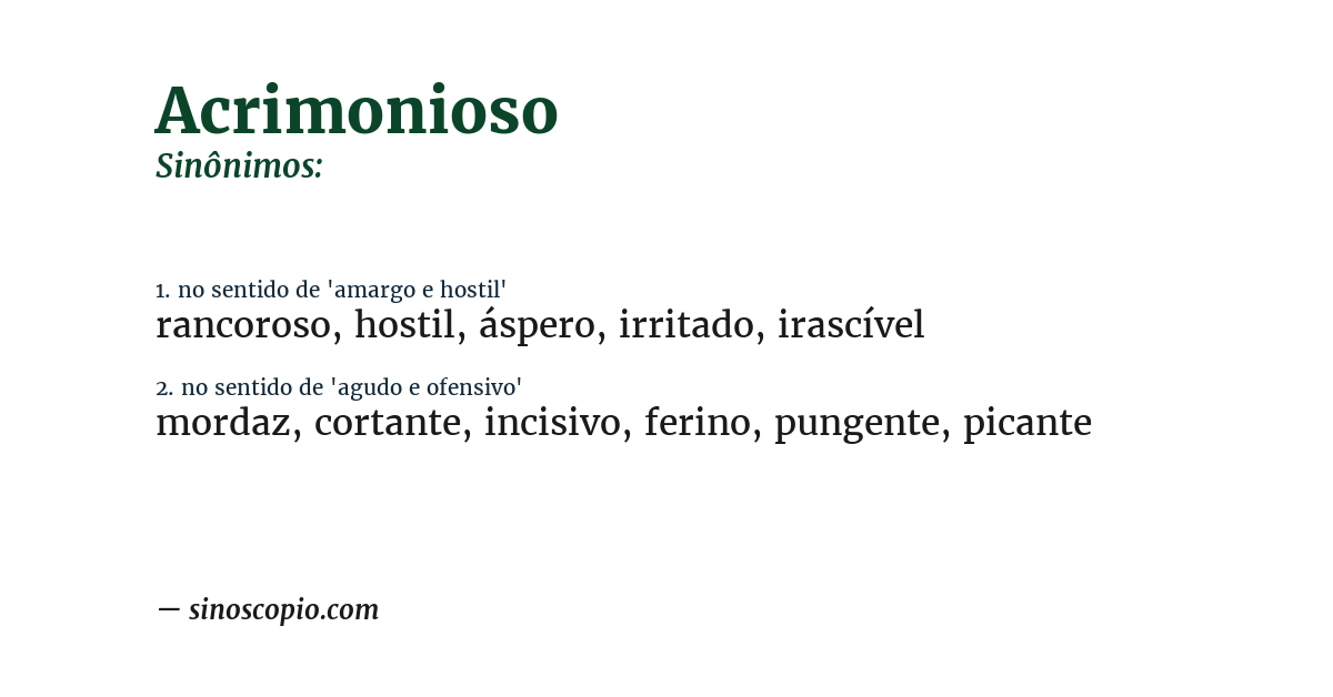 Sinônimo de acrimonioso