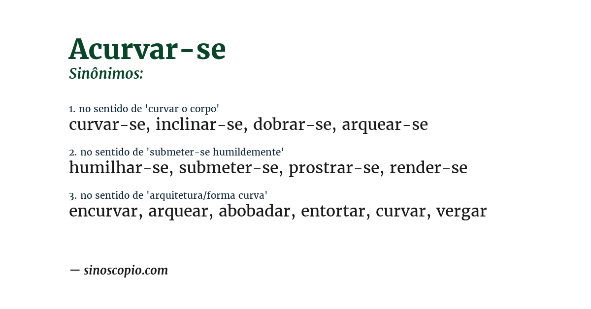 Sinônimo de acurvar-se