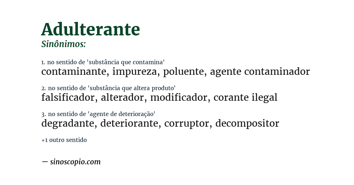 Sinônimo de adulterante