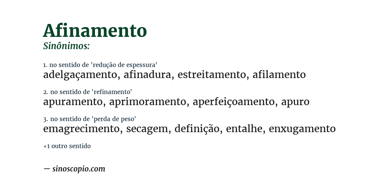 Sinônimo de afinamento