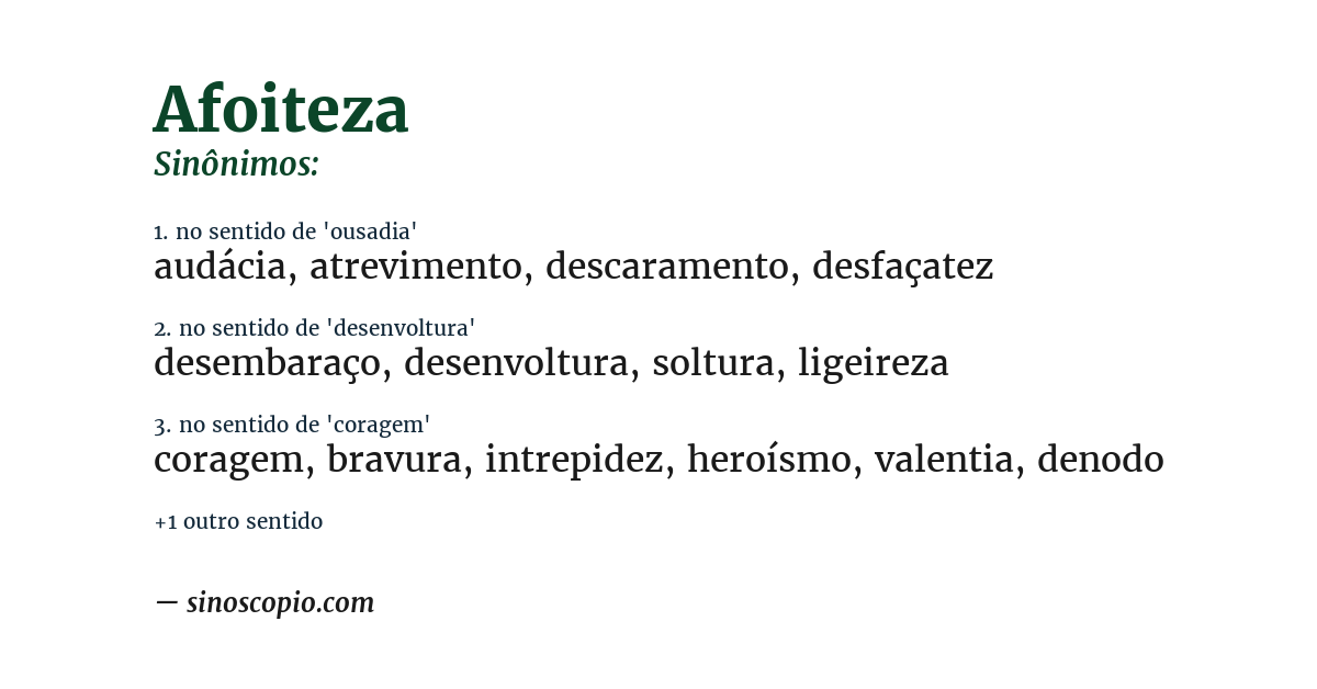 Sinônimo de afoiteza