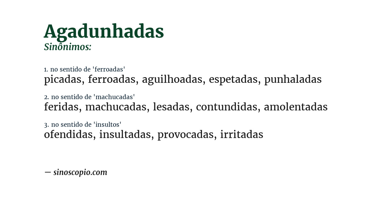 Sinônimo de agadunhadas
