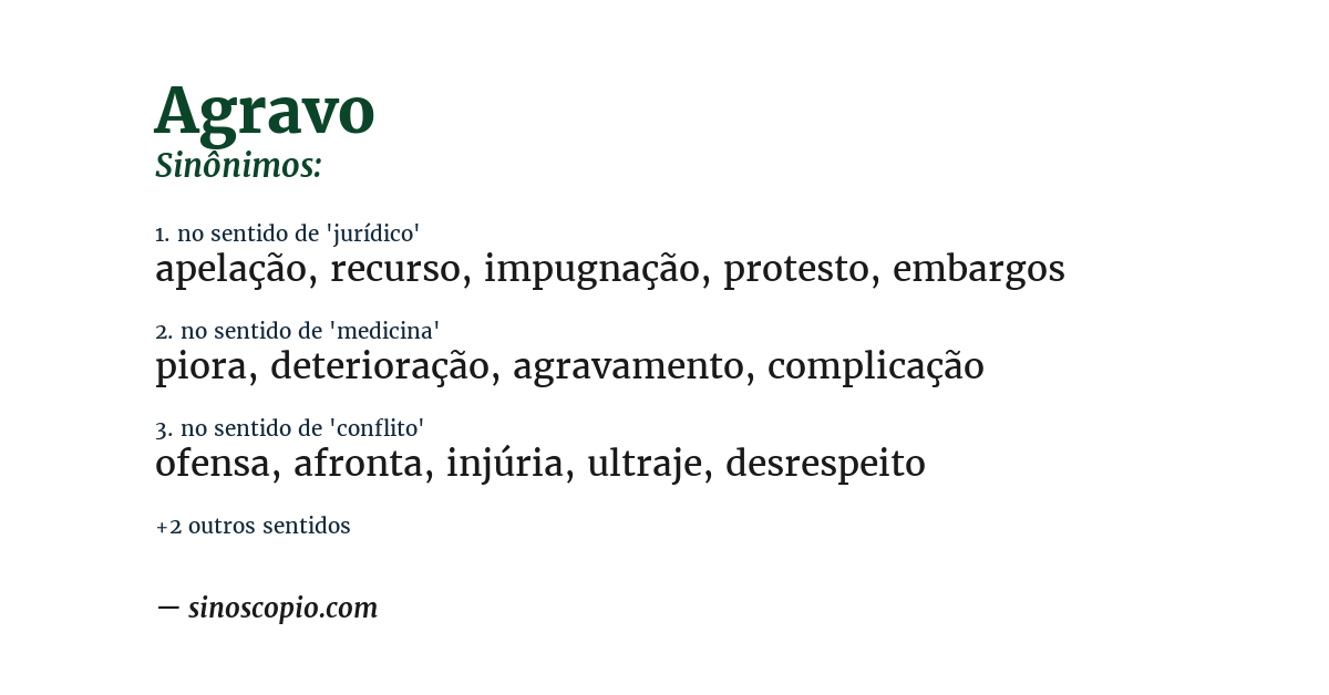 Sinônimo de agravo