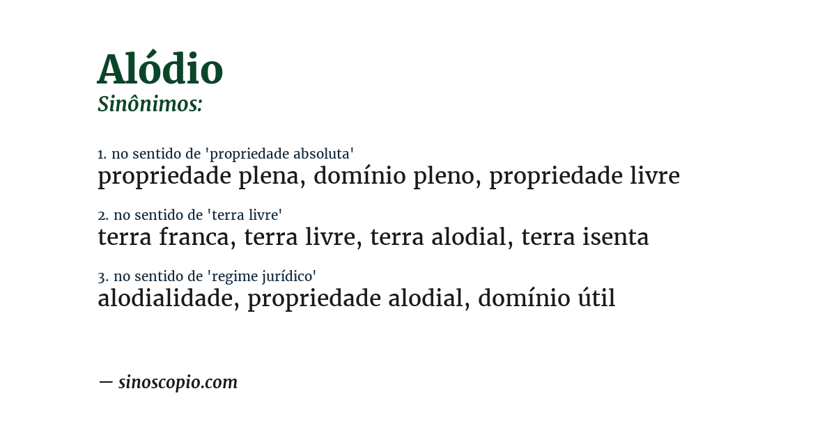 Sinônimo de alódio