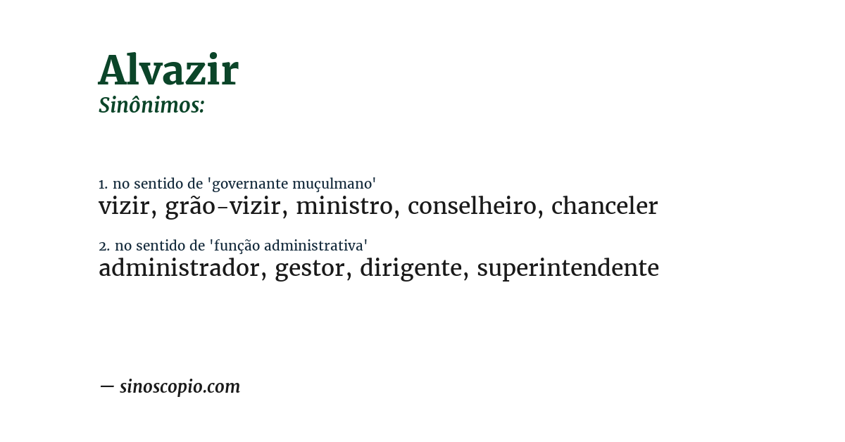 Sinônimo de alvazir