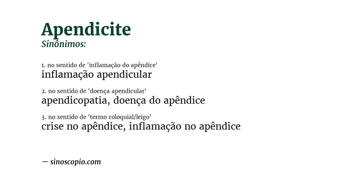 Sinônimo de apendicite