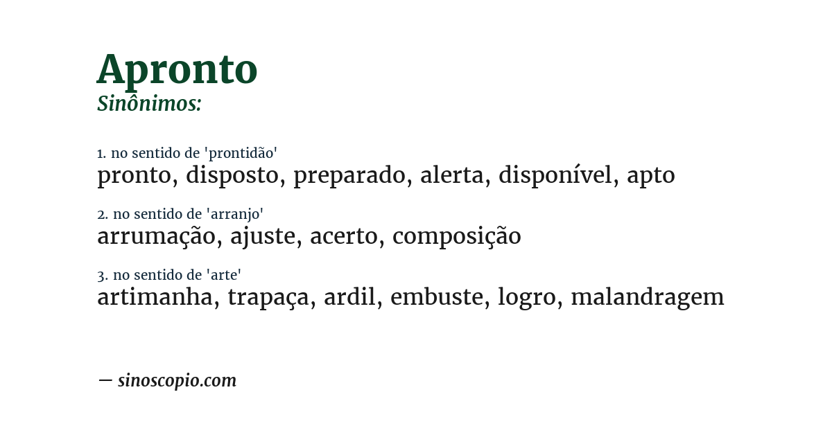 Sinônimo de apronto