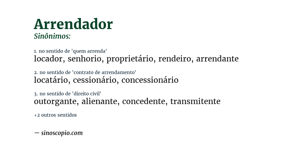 Sinônimo de arrendador