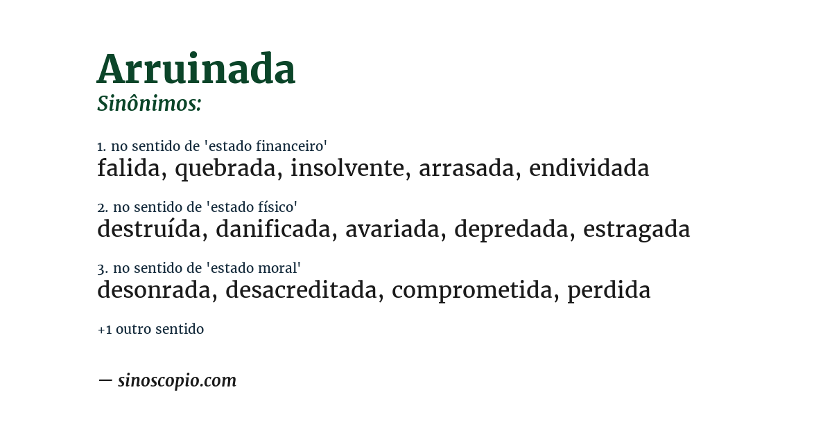Sinônimo de arruinada