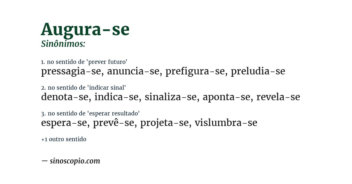 Sinônimo de augura-se