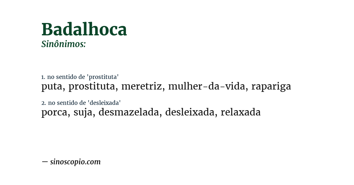 Sinônimo de badalhoca