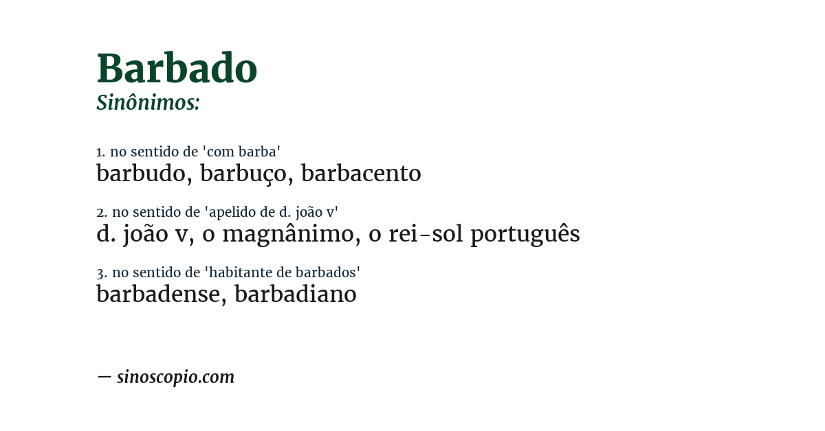 Sinônimo de barbado