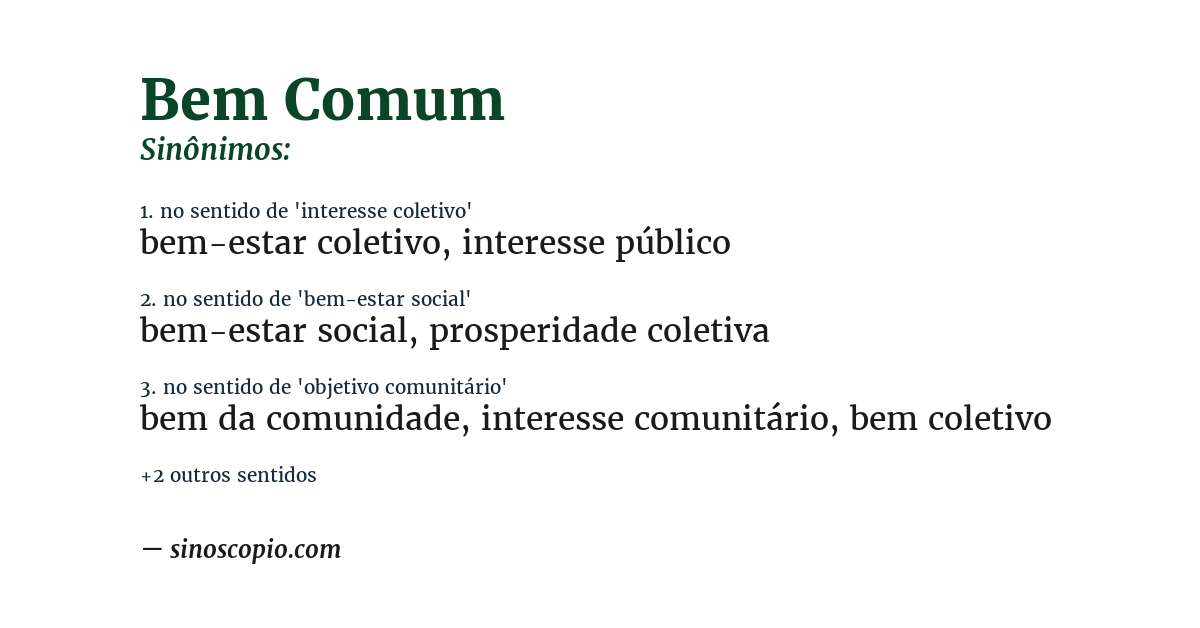 Sinônimo de bem comum