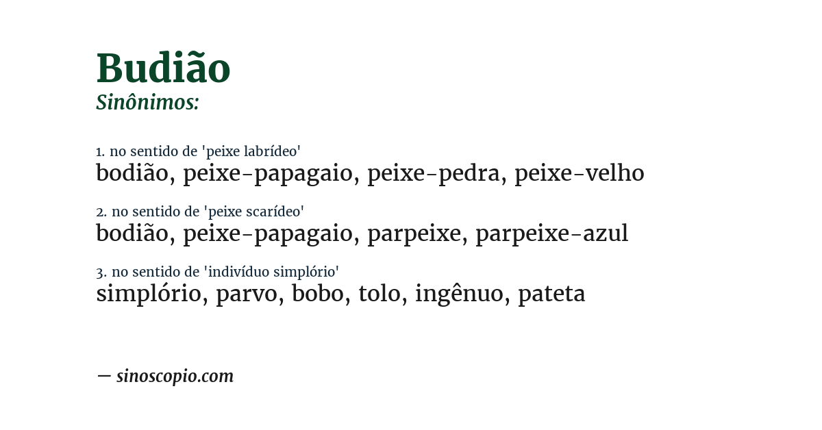 Sinônimo de budião